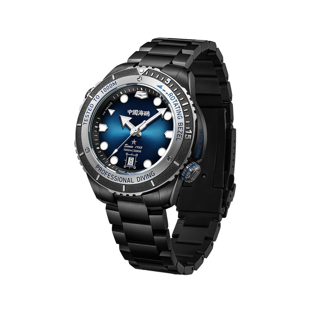 Ocean Series Ultra 1000m Waterproof Helium Valve Design Integrated Rotating Bezel Diving Watch 45mm