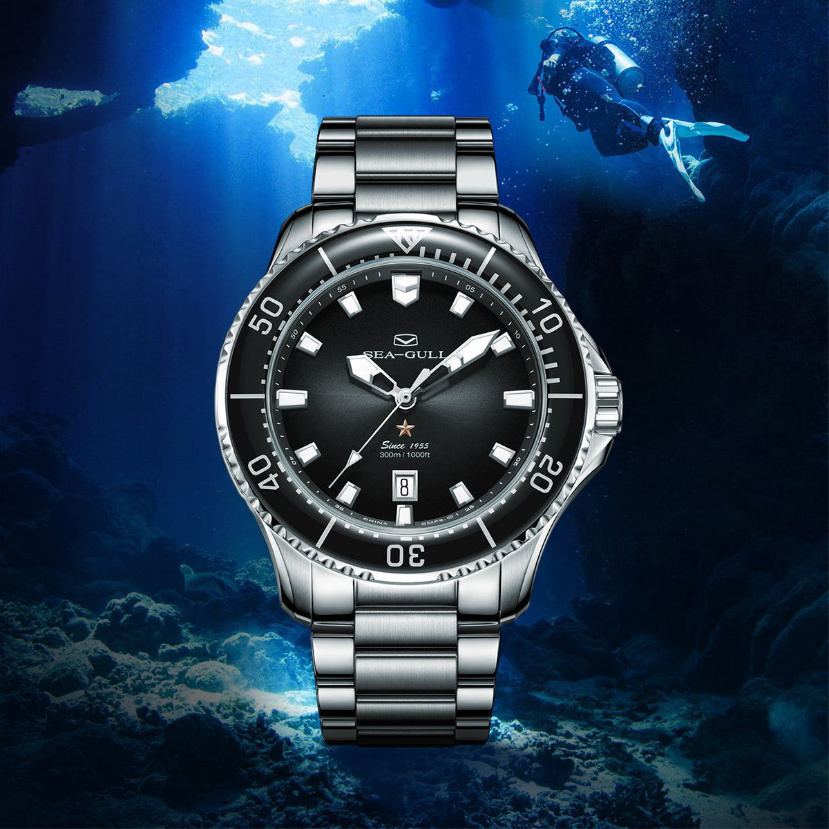 Ocean Series Pro 300m Waterproof Diving Watch 44mm