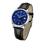 1955 Wuxing Five Stars Reissue Blue Enamel Silver-Sprinkled Dial Vintage Dress Watch 39mm