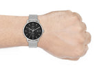 Armani Exchange Cayde AX2714 Men's Chronograph – Black Dial with Silver Mesh Stainless Steel Strap
