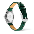 Ophelia Mini Green Lizard White Guilloché Silver